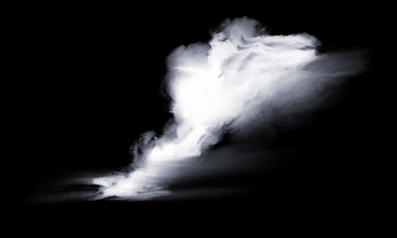 formes de nuages blancs isolés sur fond noir. illustration de nuage réaliste pour les éléments de conception photo