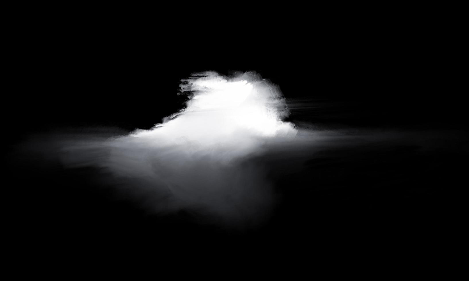 formes de nuages blancs isolés sur fond noir. illustration de nuage réaliste pour les éléments de conception photo