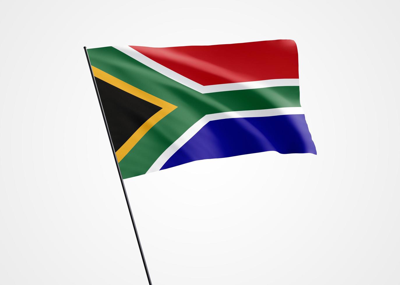 drapeau de l'afrique du sud volant haut dans l'arrière-plan isolé. 11 décembre fête de l'indépendance de l'afrique du sud. collection de drapeaux nationaux du monde collection de drapeaux nationaux du monde photo