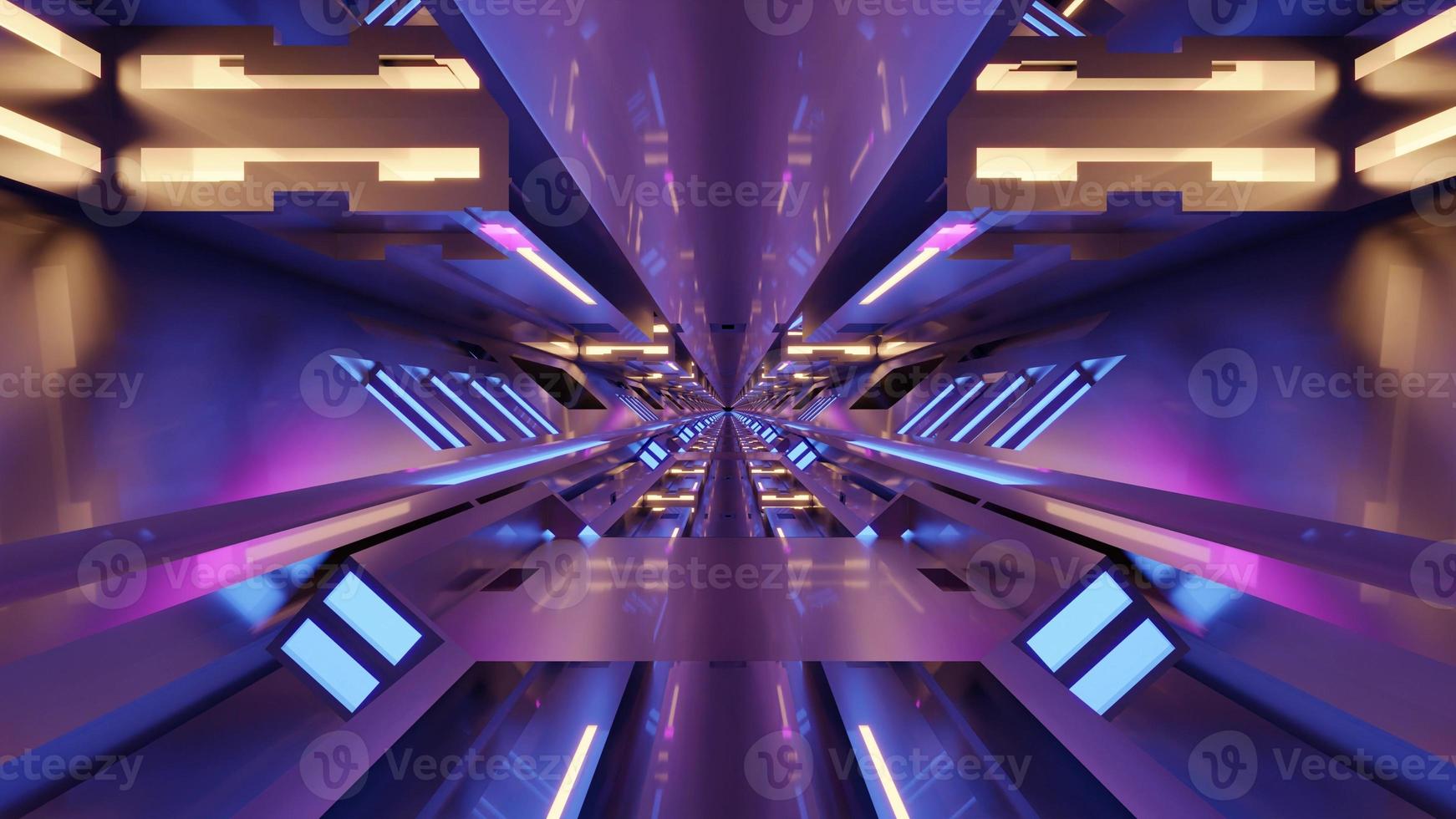 tunnel géométrique de science-fiction 4k uhd illustration 3d photo