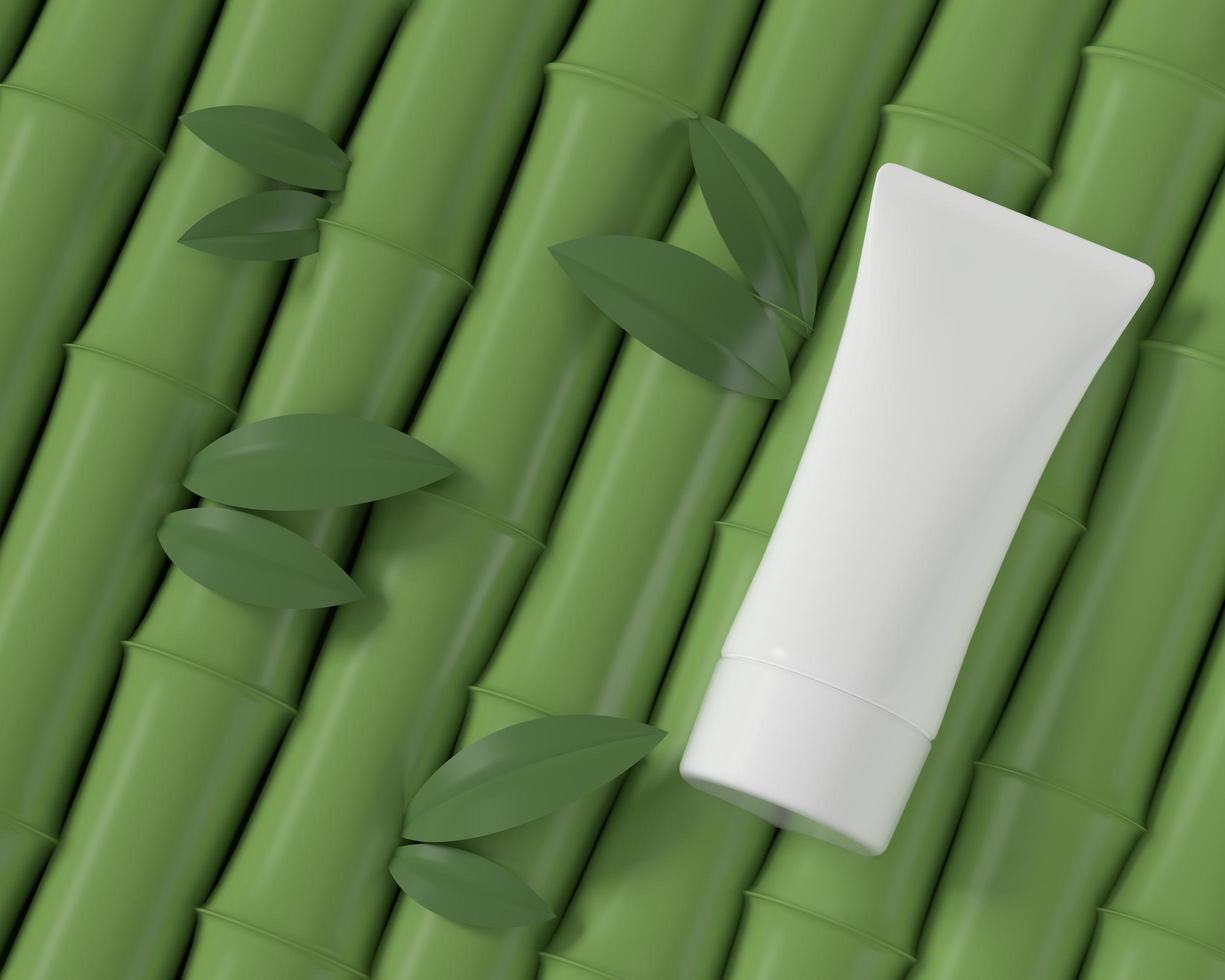 tube compressible pour appliquer de la crème ou des cosmétiques sur un fond vert pastel. photo