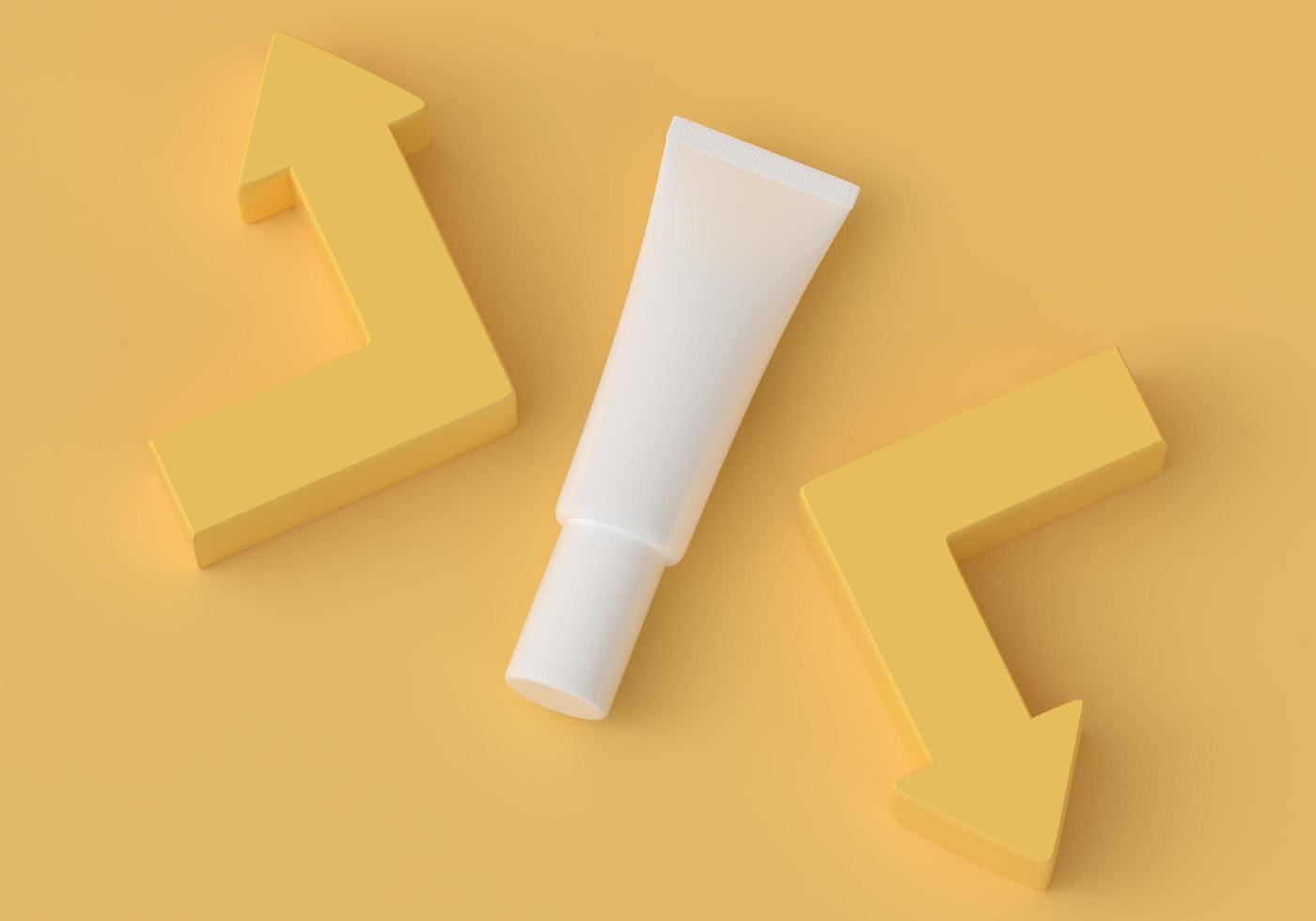 tube compressible pour appliquer de la crème ou des cosmétiques sur un fond orange pastel. photo