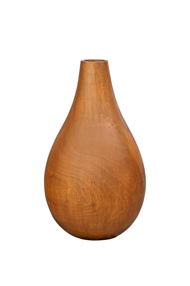 vase en bois artisanal isolé photo