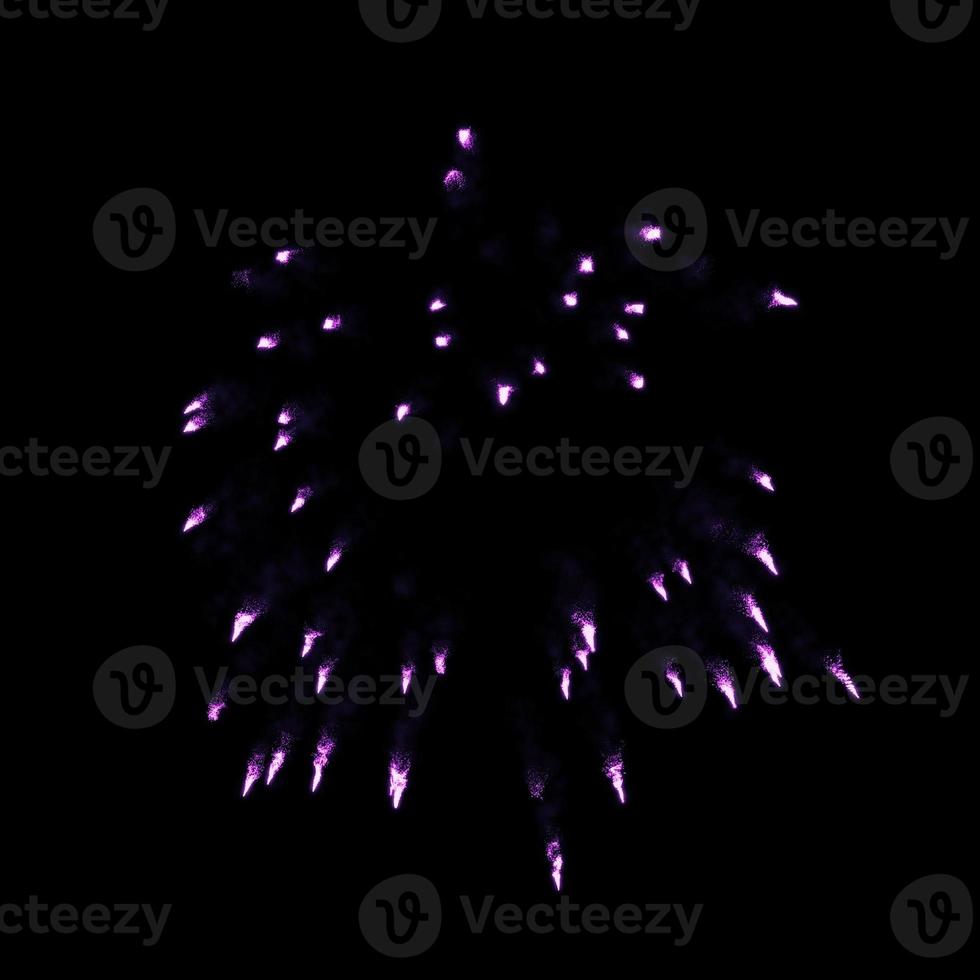 des feux d'artifice violet clair éclatent dans l'air illuminent le ciel avec un spectacle éblouissant et des festivals de feux d'artifice colorés sur fond noir. photo