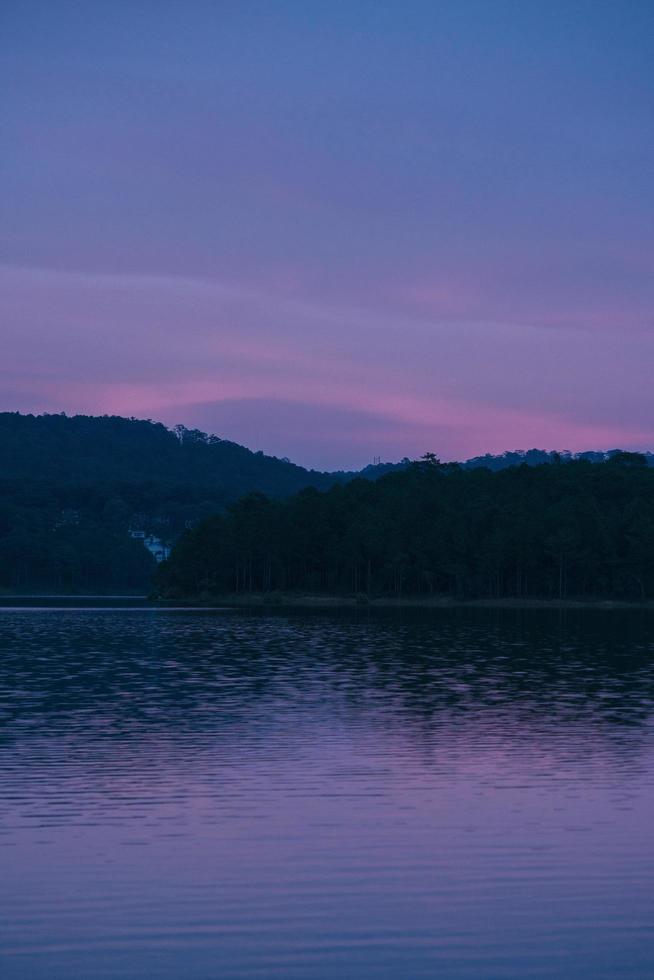 coucher de soleil au bord du lac photo