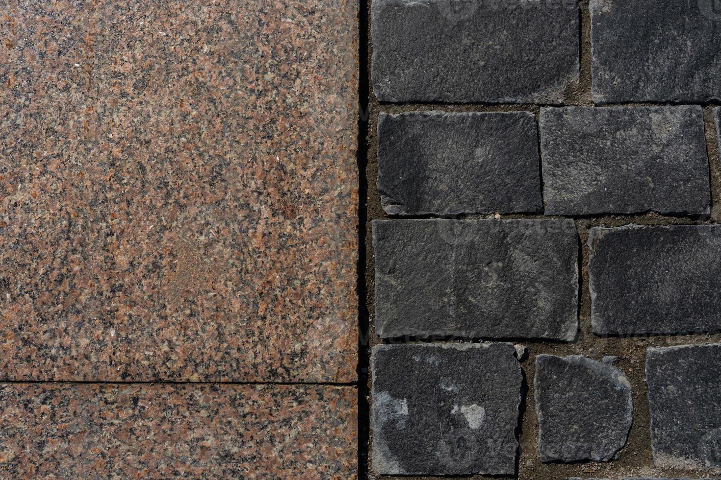 texture de granit, fond de granit, pierre de granit, pavé, deux arrière-plans différents photo