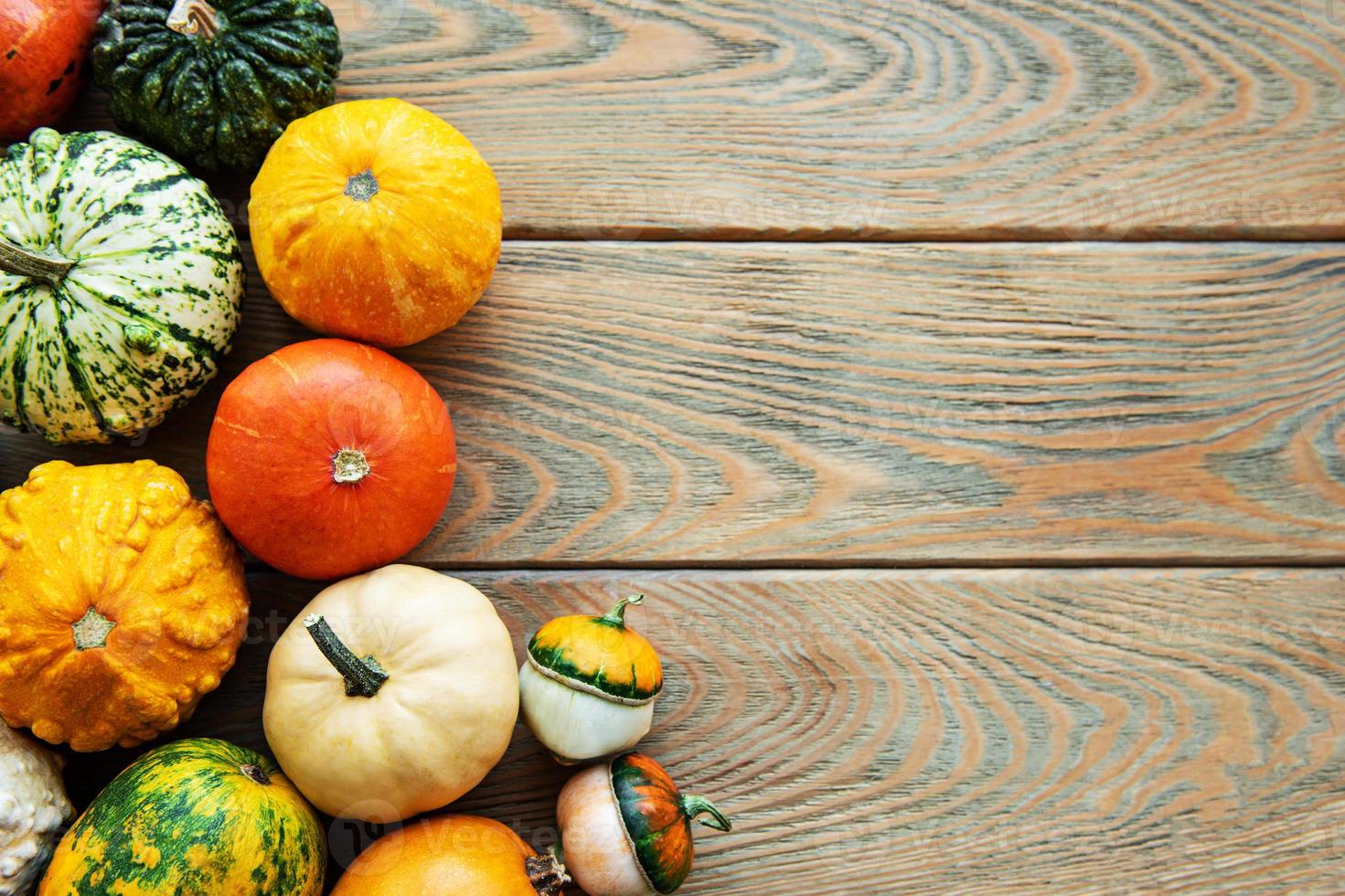 citrouilles sur une table en bois photo