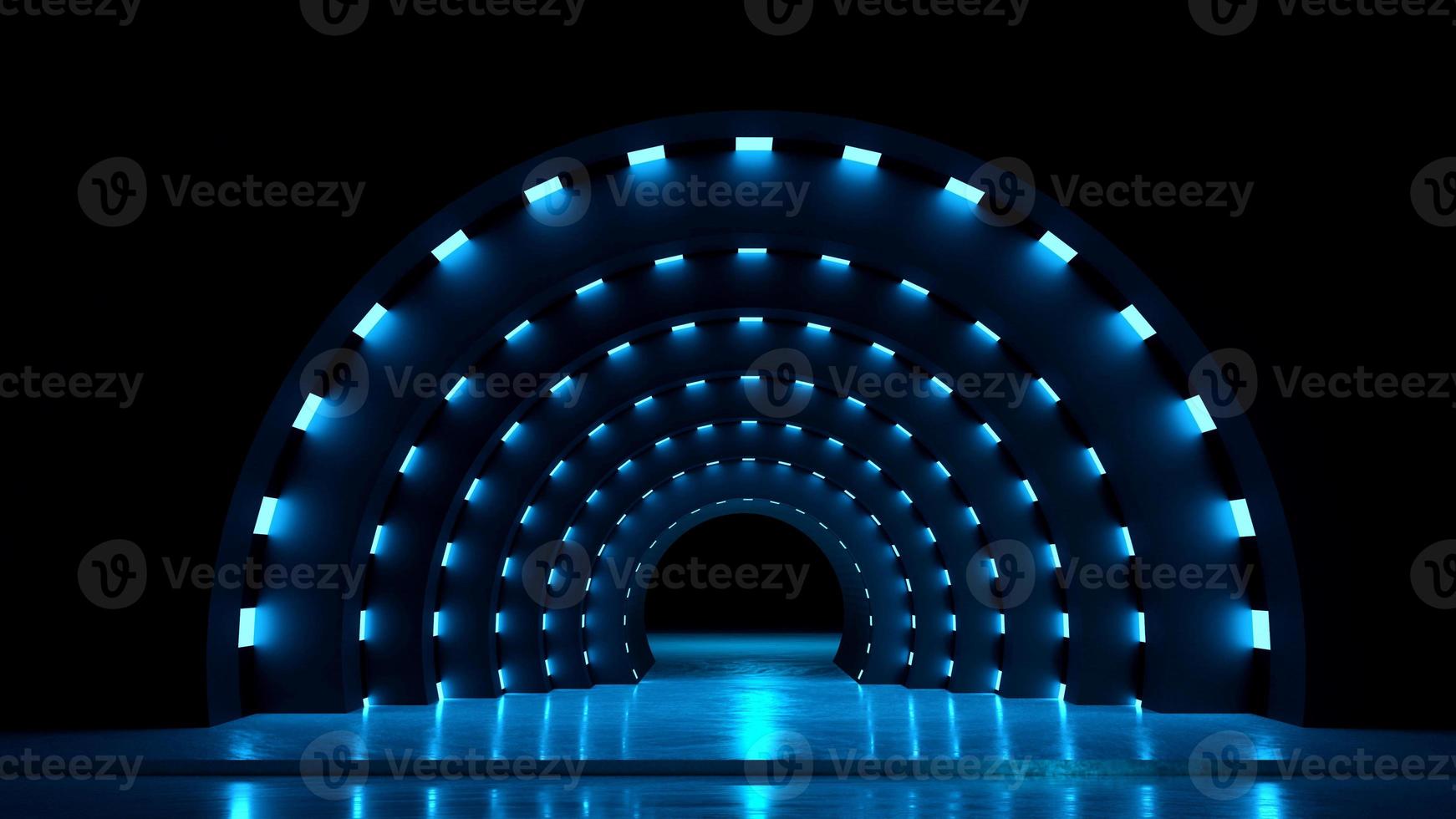 Rendu 3D d'une superposition de tunnel au néon photo