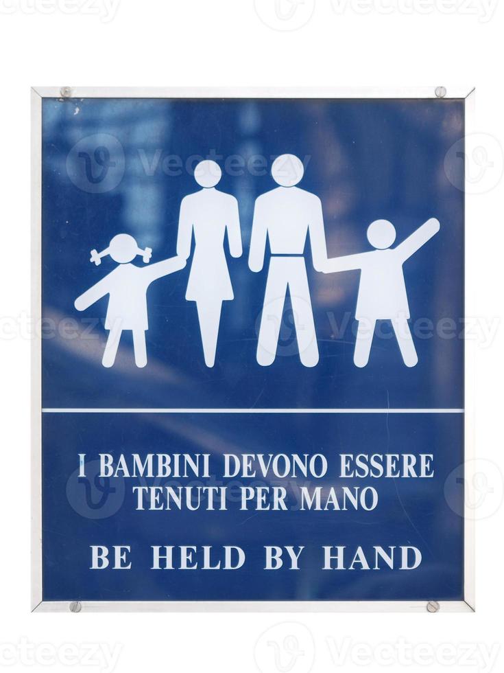 signe italien enfants tenus à la main photo