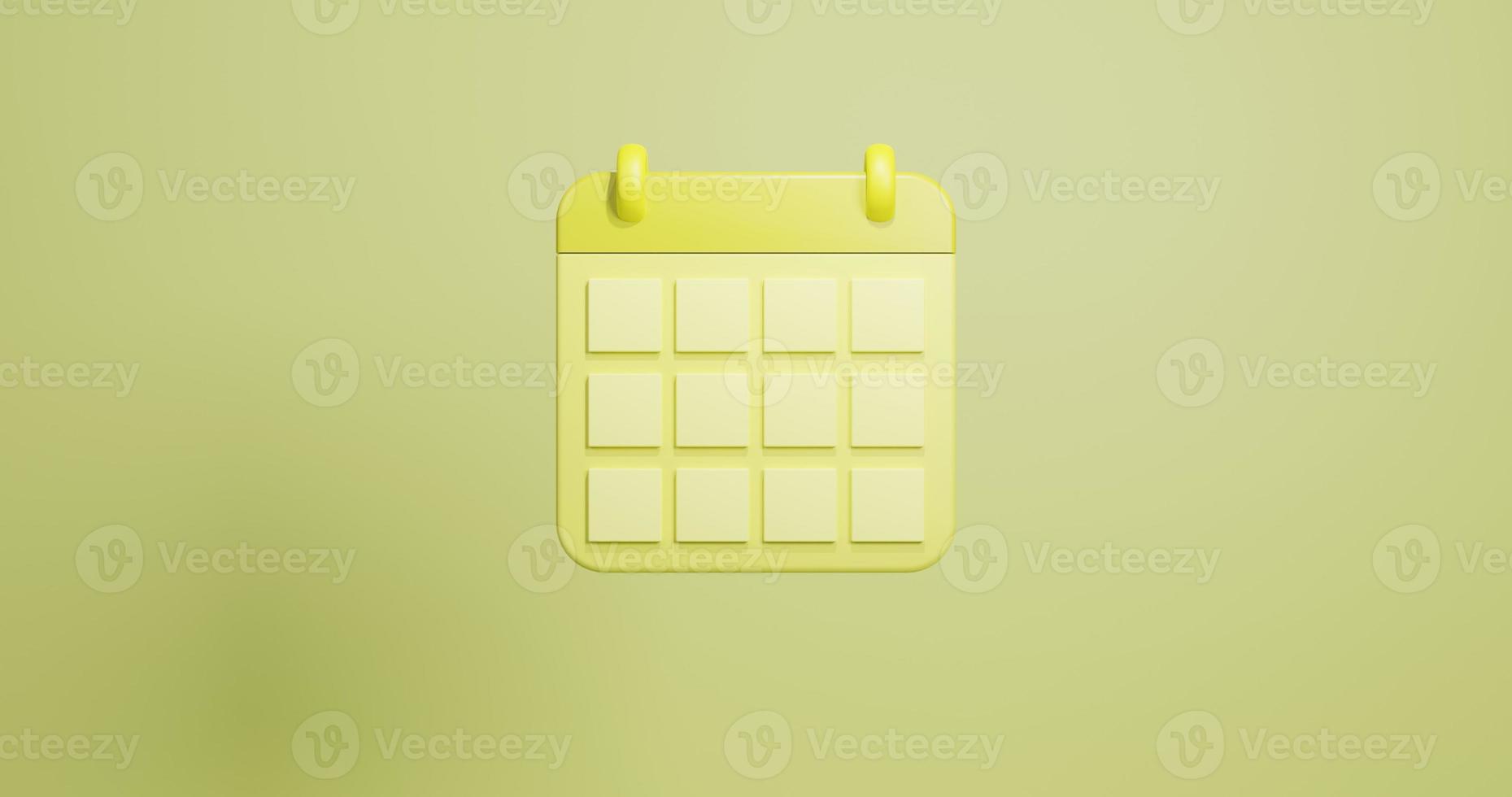 3d render illustration organisateur calendrier jaune photo