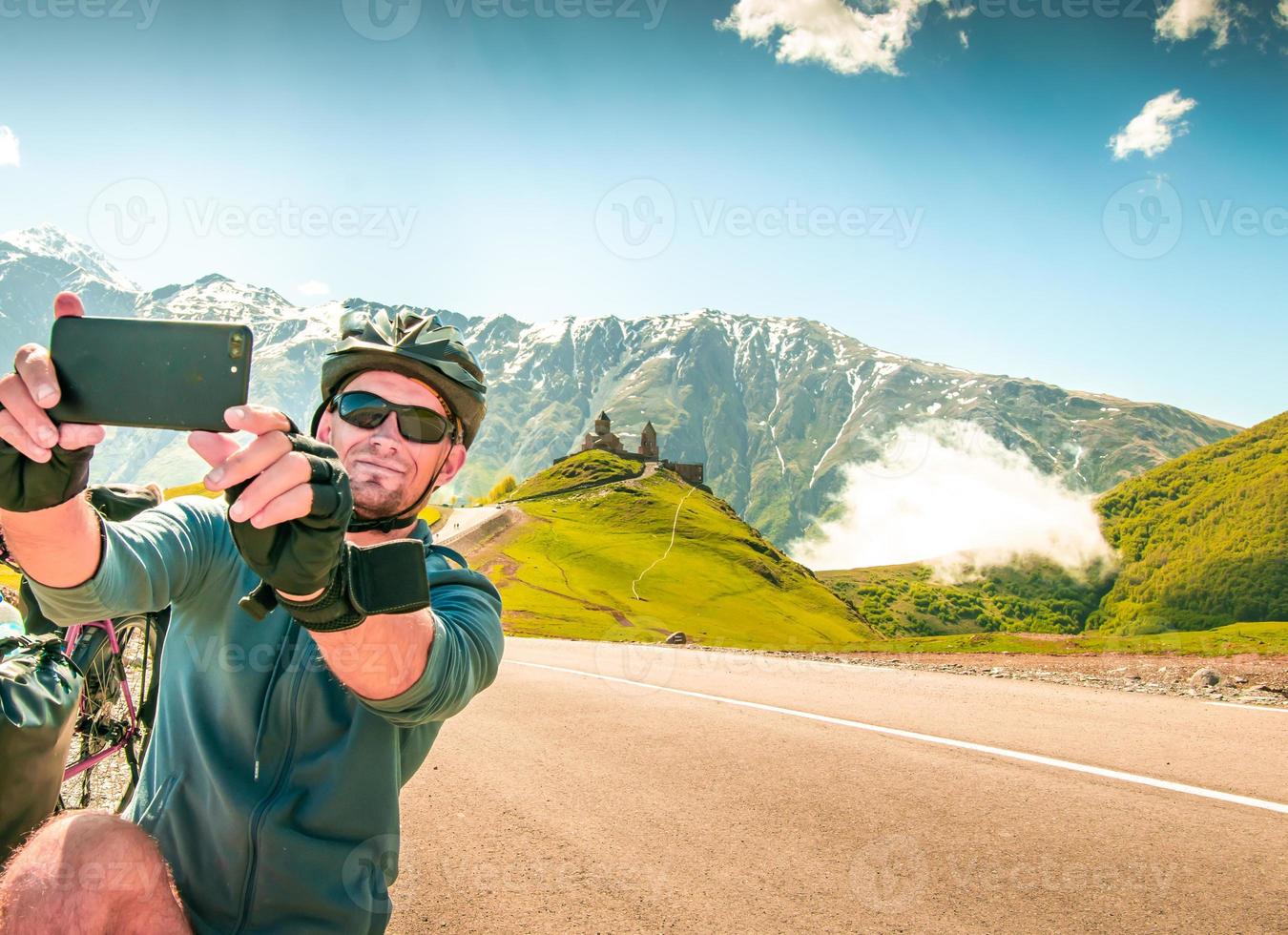 cycliste prend selfie photo