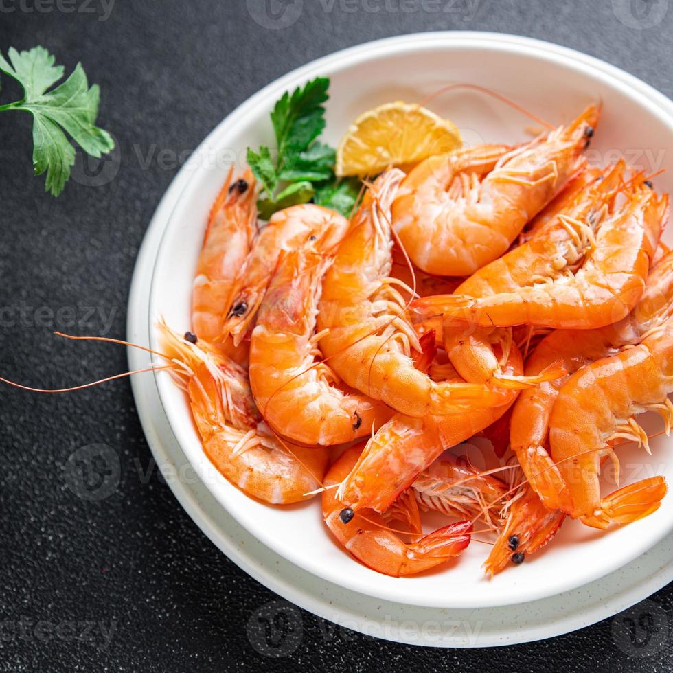 nourriture de crevettes fruits de mer repas sain fond de nourriture photo