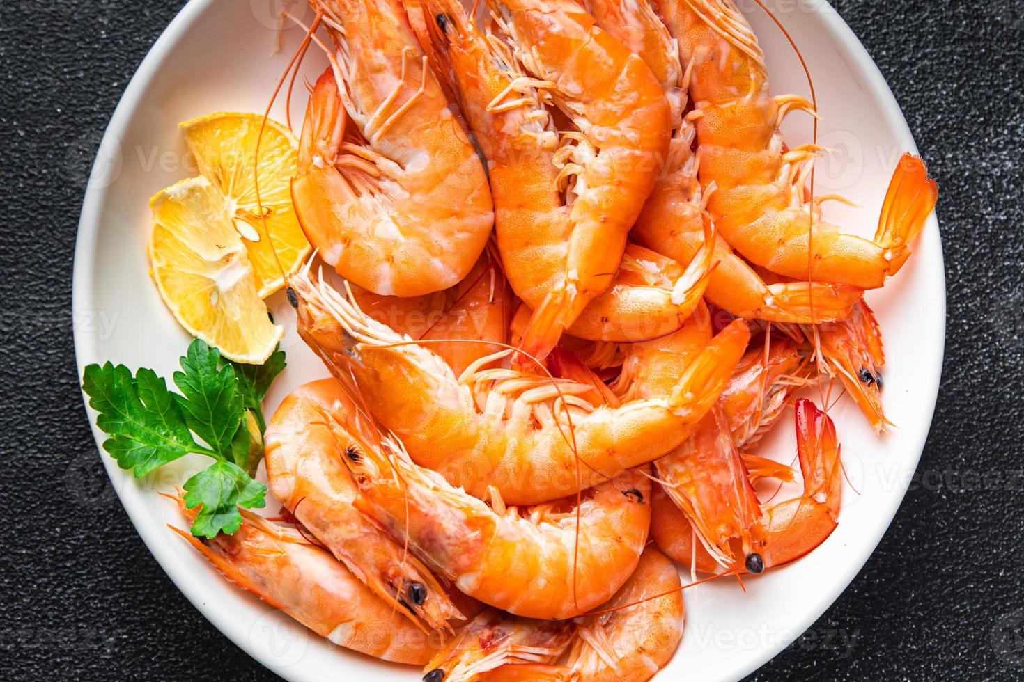 nourriture de crevettes fruits de mer repas sain fond de nourriture photo