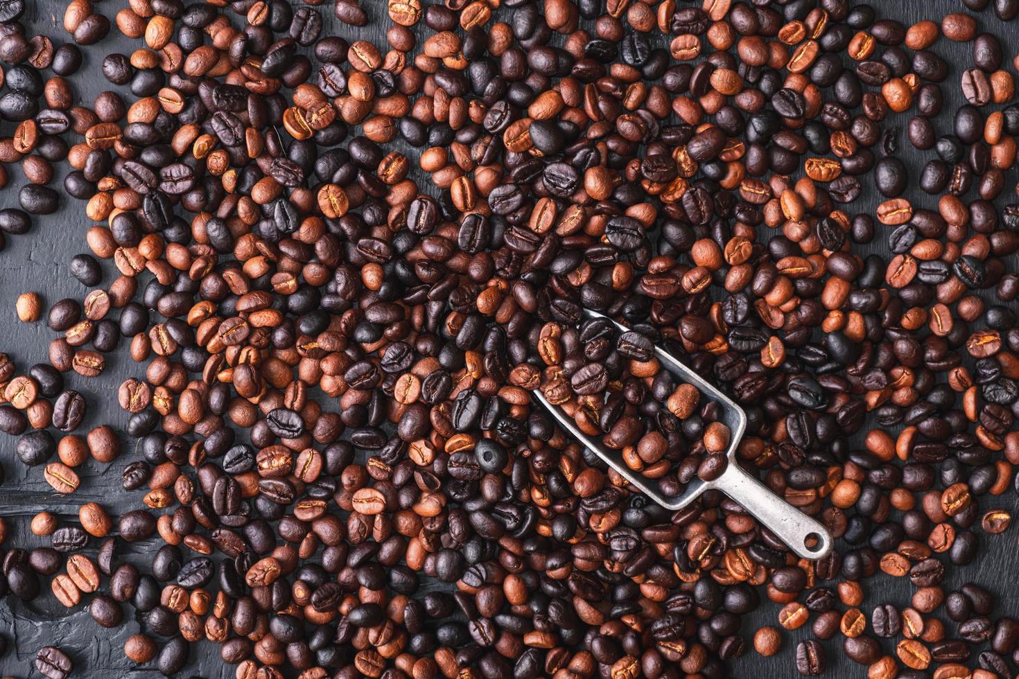 fond de grains de café torréfiés foncés et moyens photo