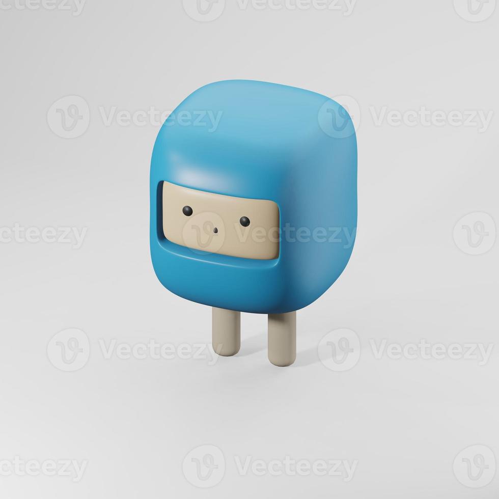 personnage mignon avec rendu 3d bleu photo