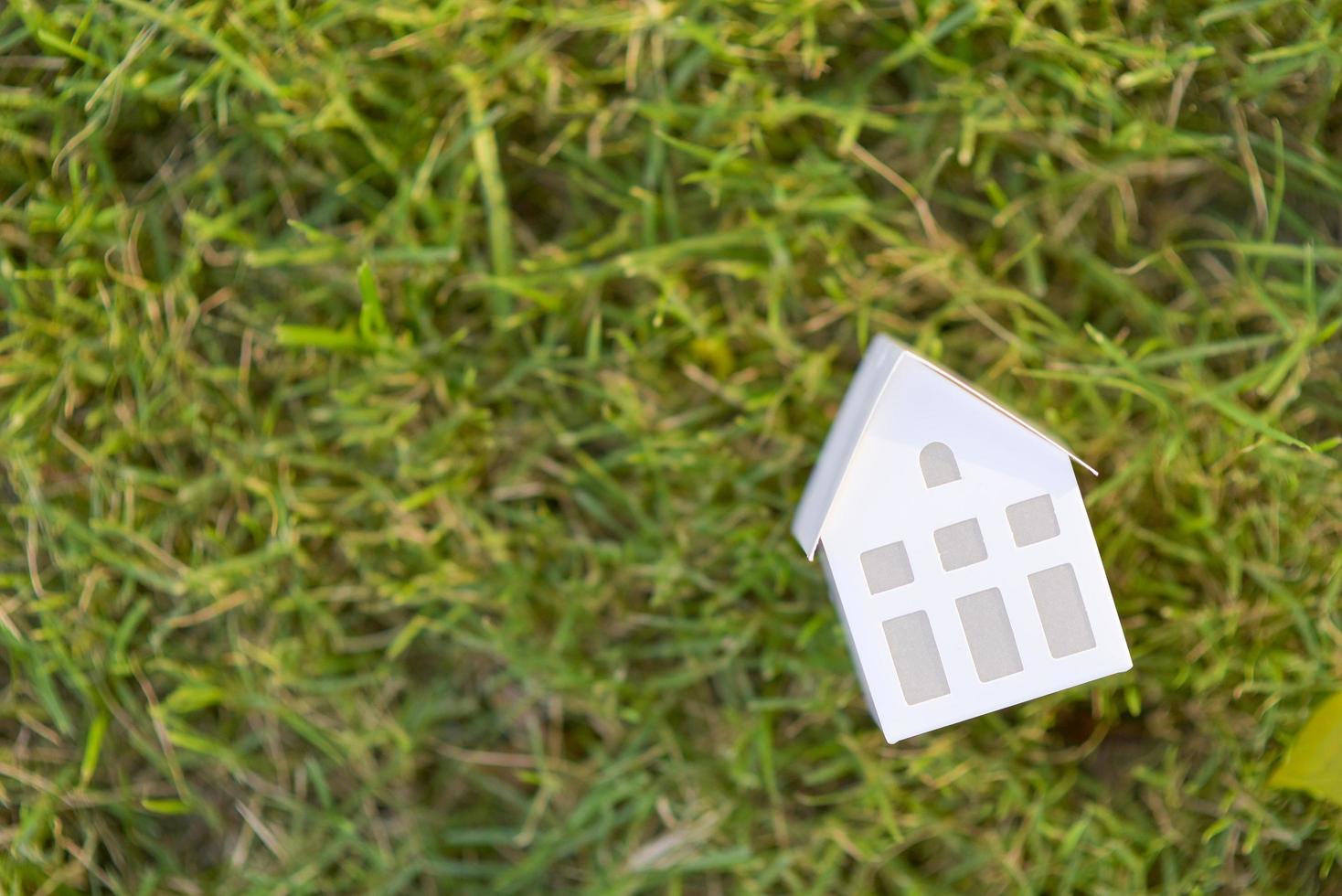 petite maison blanche sur fond vert photo