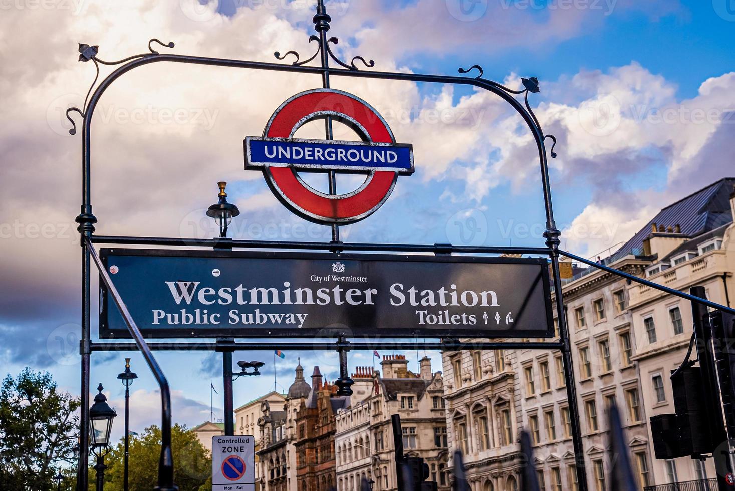 Signe souterrain à Westminster Arch, Jubilee Line, Londres. photo