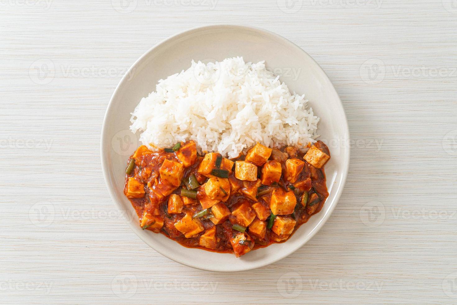 tofu mapo - le plat traditionnel du sichuan composé de tofu soyeux et de bœuf haché, regorgeant de saveur de mala à base d'huile de piment et de grains de poivre du sichuan. photo