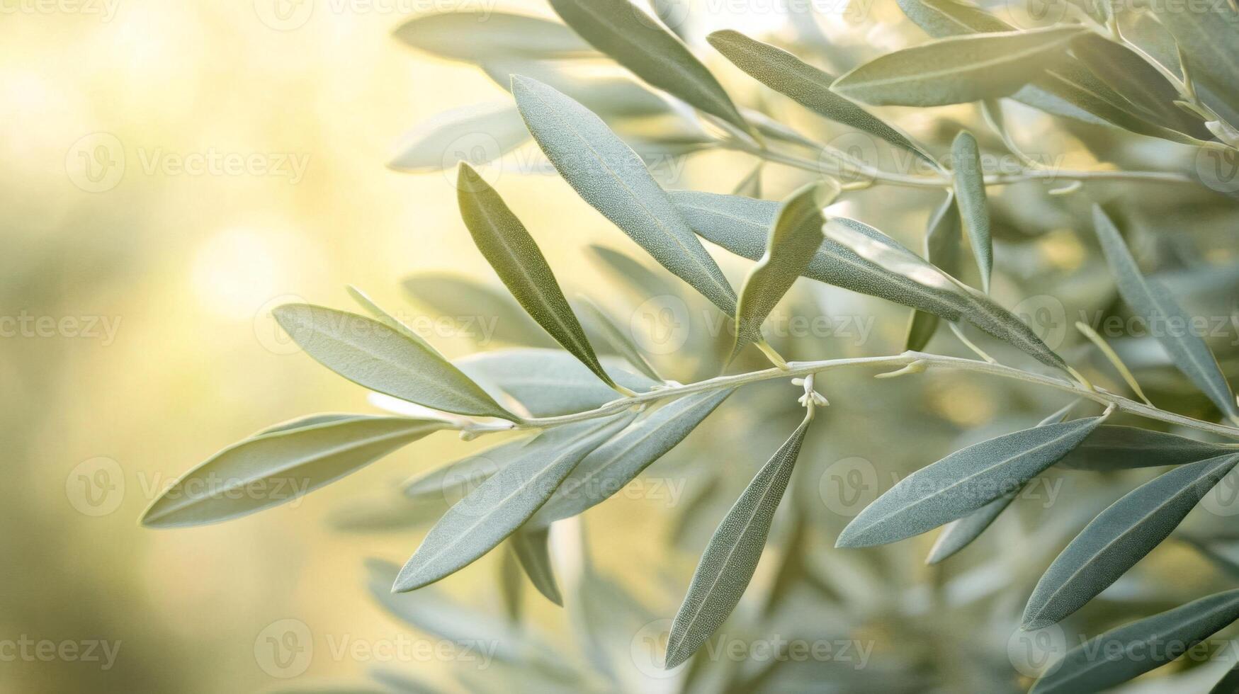 fermer de olive branche avec ensoleillé feuilles photo