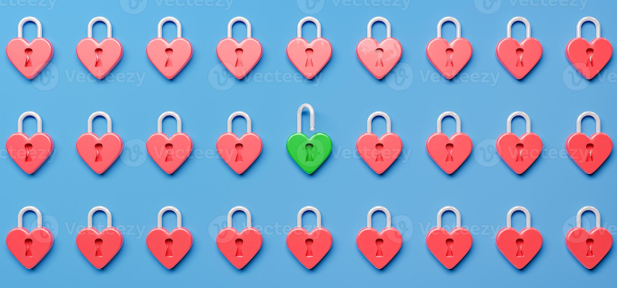 cadenas coeur rouge et un vert ouvert photo