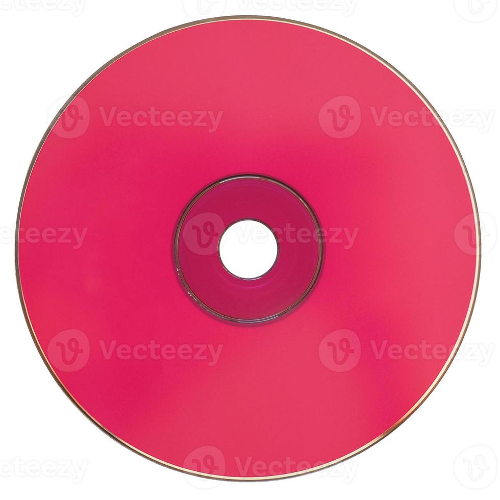 Disque compact cd rose isolé sur blanc photo