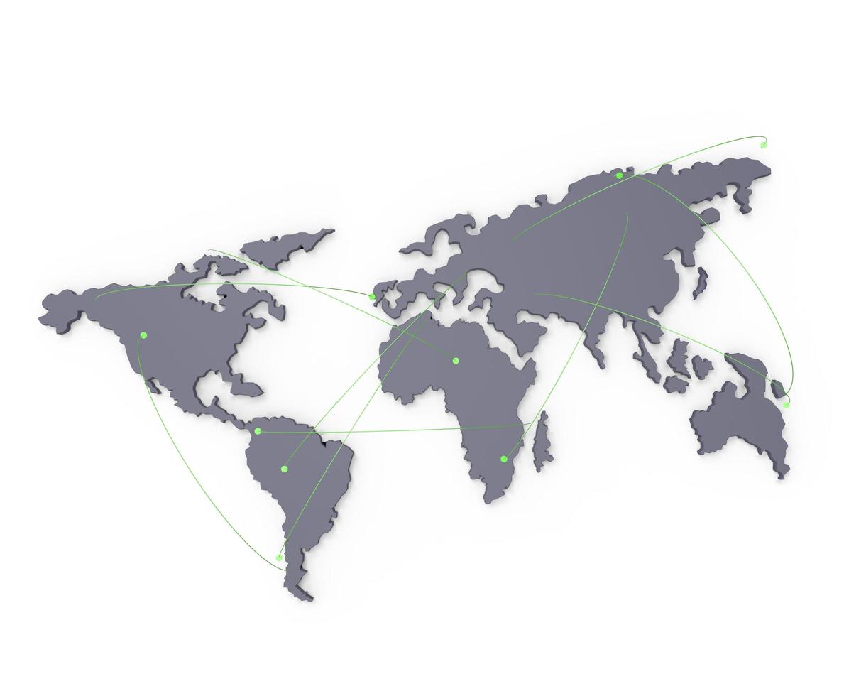Réseau social humain 3d sur la carte du monde en tant que concept photo