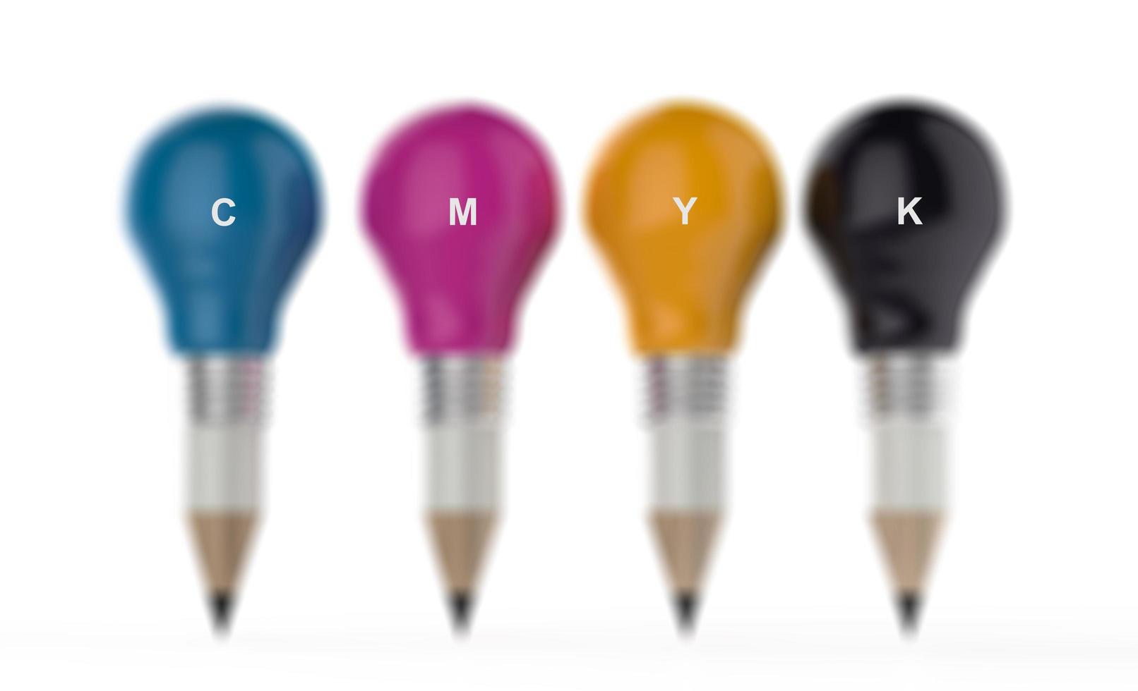 tête d'ampoule crayon en couleur CMJN comme concept créatif photo