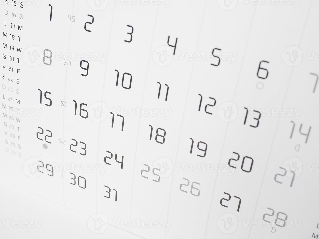 détail de la page du calendrier photo