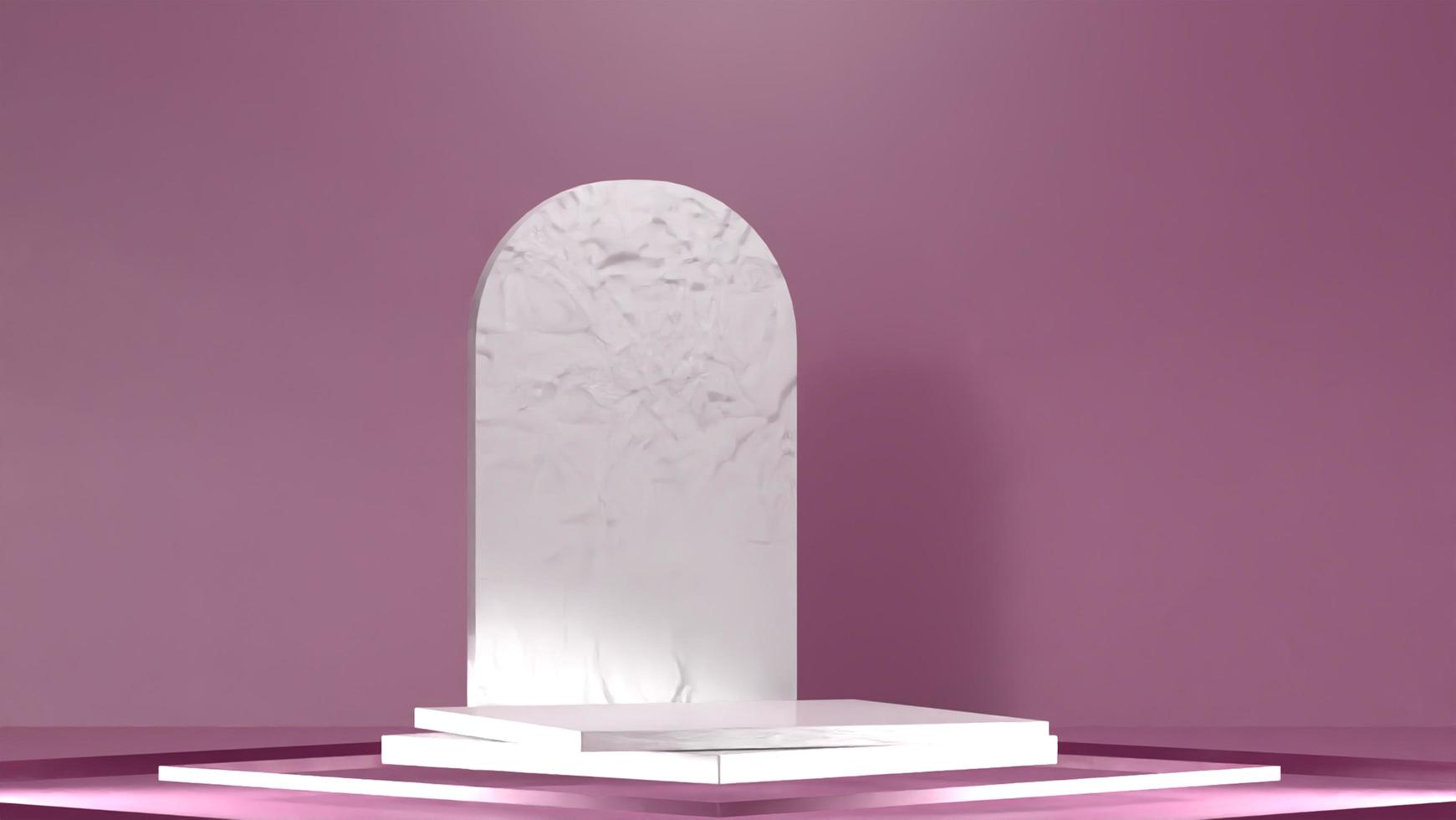 Fond rose carré podium 3d avec minimalisme de pierre debout pour la publicité et l'affichage des produits photo