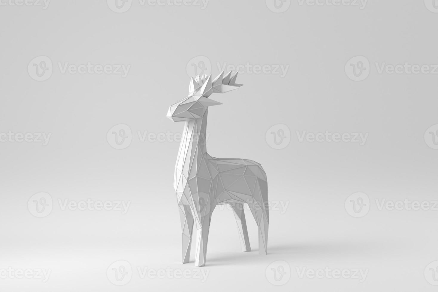 cerf de polygone abstrait sur fond blanc. modèle de conception, maquette. rendu 3D. photo