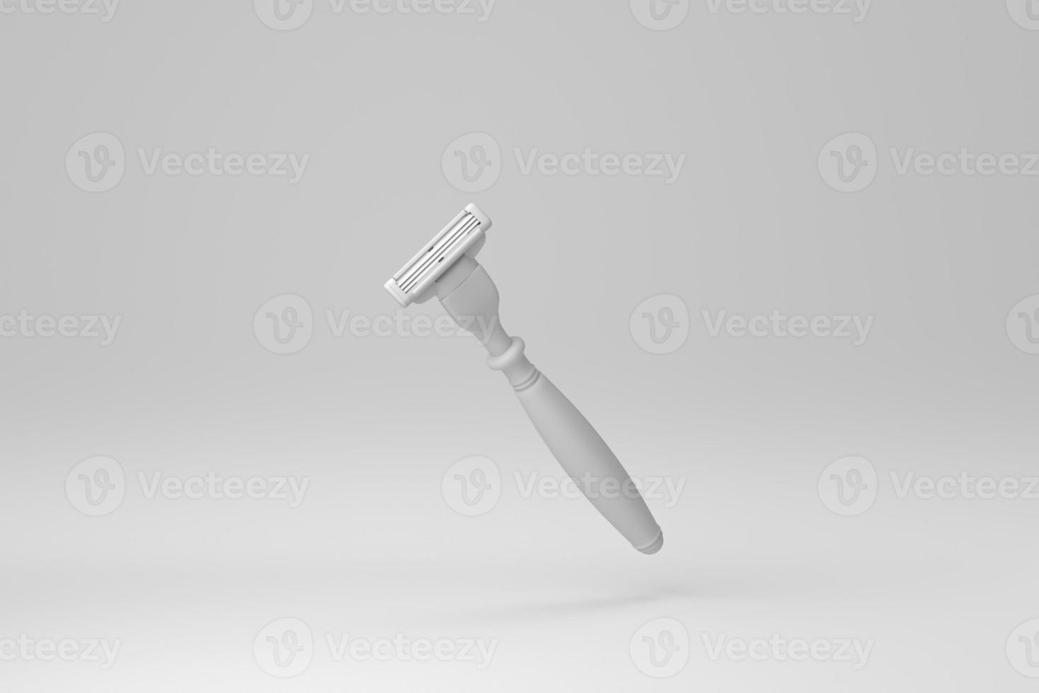 instrument de rasoir sur fond blanc. notion minimale. monochrome. rendu 3D. photo