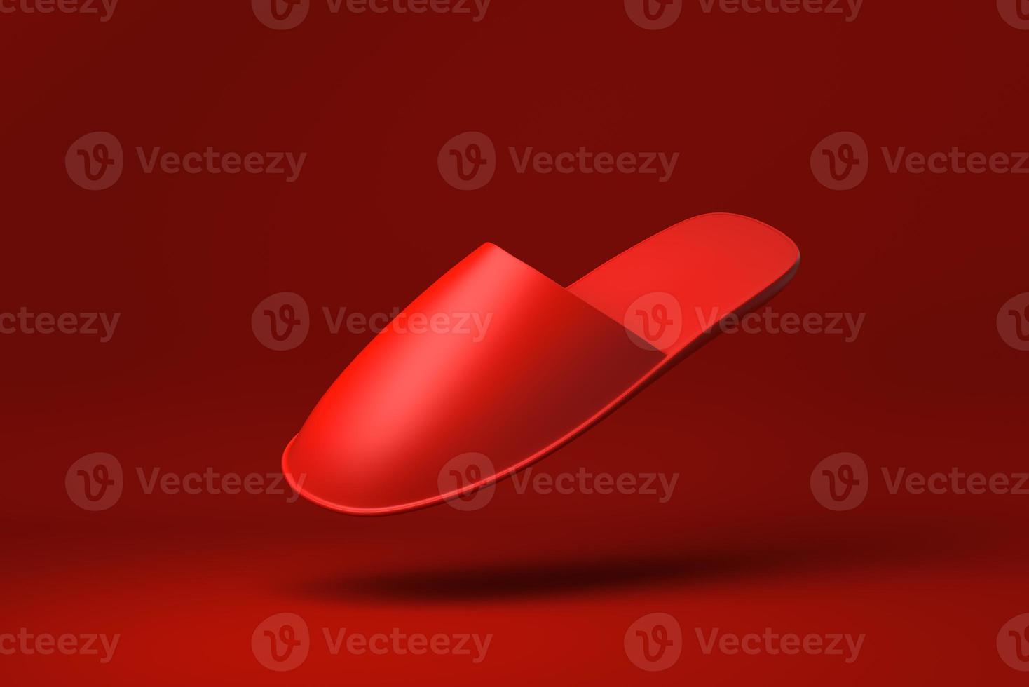 pantoufles rouges flottant sur fond rouge. idée de concept minimal créatif. rendu 3D. photo