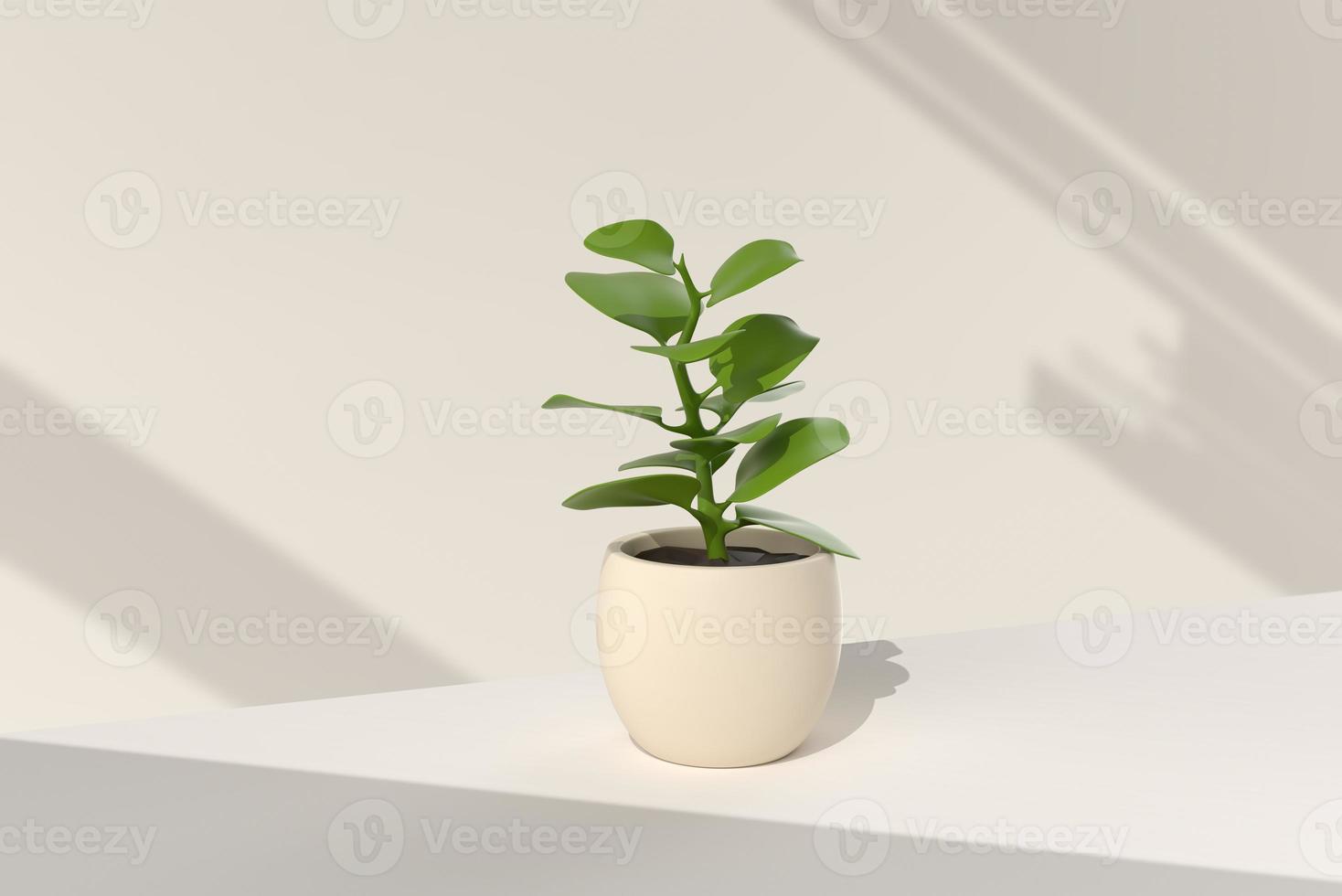 pot d'arbre à fond blanc. idée de concept minimal créatif. rendu 3D. photo