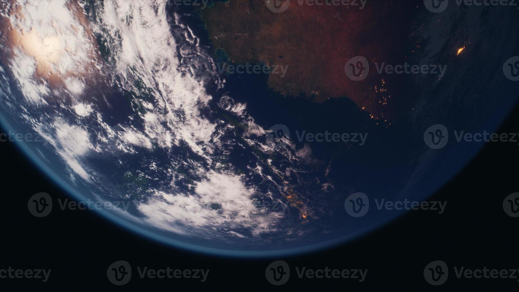 vue du globe terrestre de la planète depuis l'espace montrant la surface réaliste de la terre et la carte du monde photo