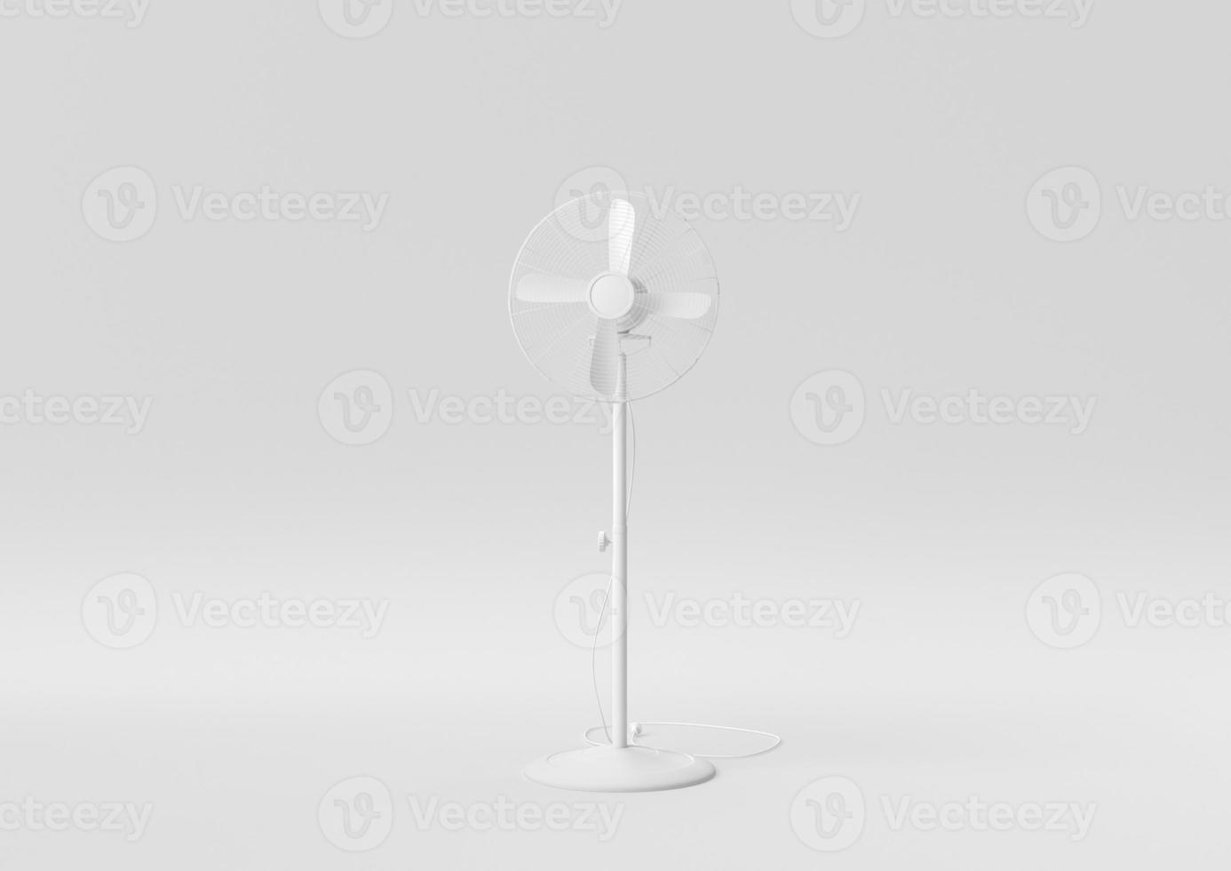 ventilateur rétro blanc sur fond blanc. idée de concept minimal créatif. monochrome. rendu 3D. photo