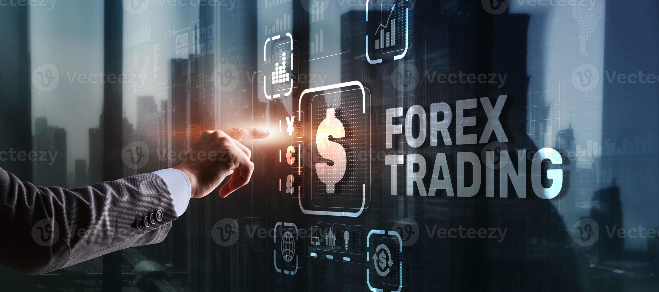 inscription forex trading sur écran virtuel. concept de marché boursier d'affaires photo