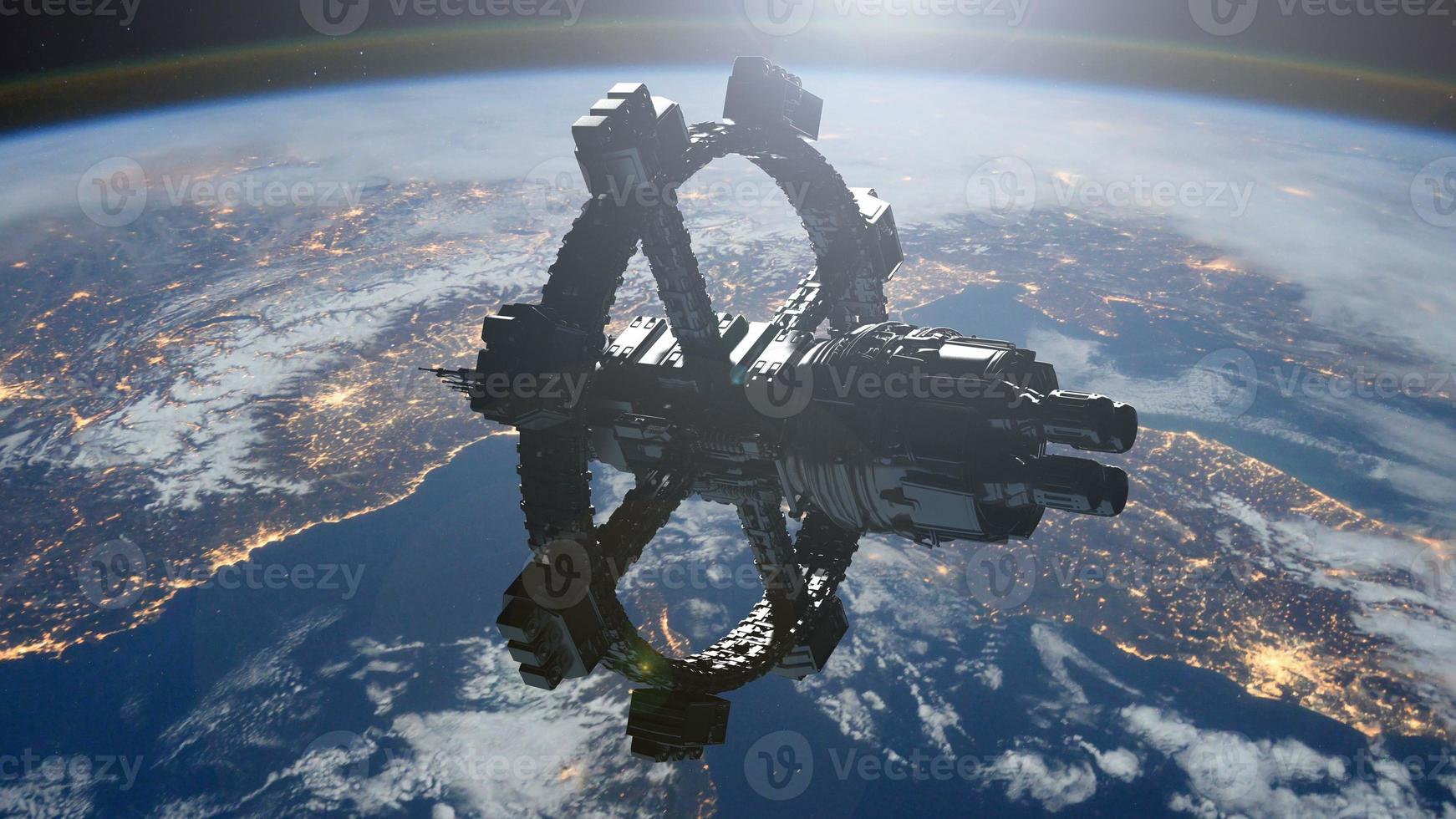 station spatiale en orbite autour de la terre. éléments de cette image fournis par la nasa photo