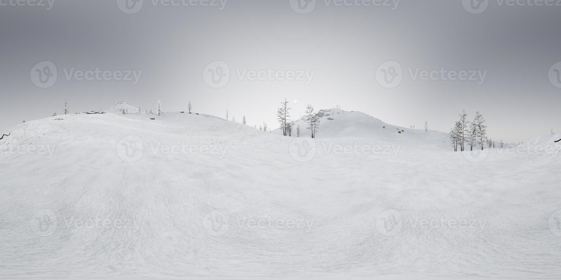 caméra vr 360 au-dessus des crêtes des montagnes rocheuses enneigées dans une région polaire froide photo