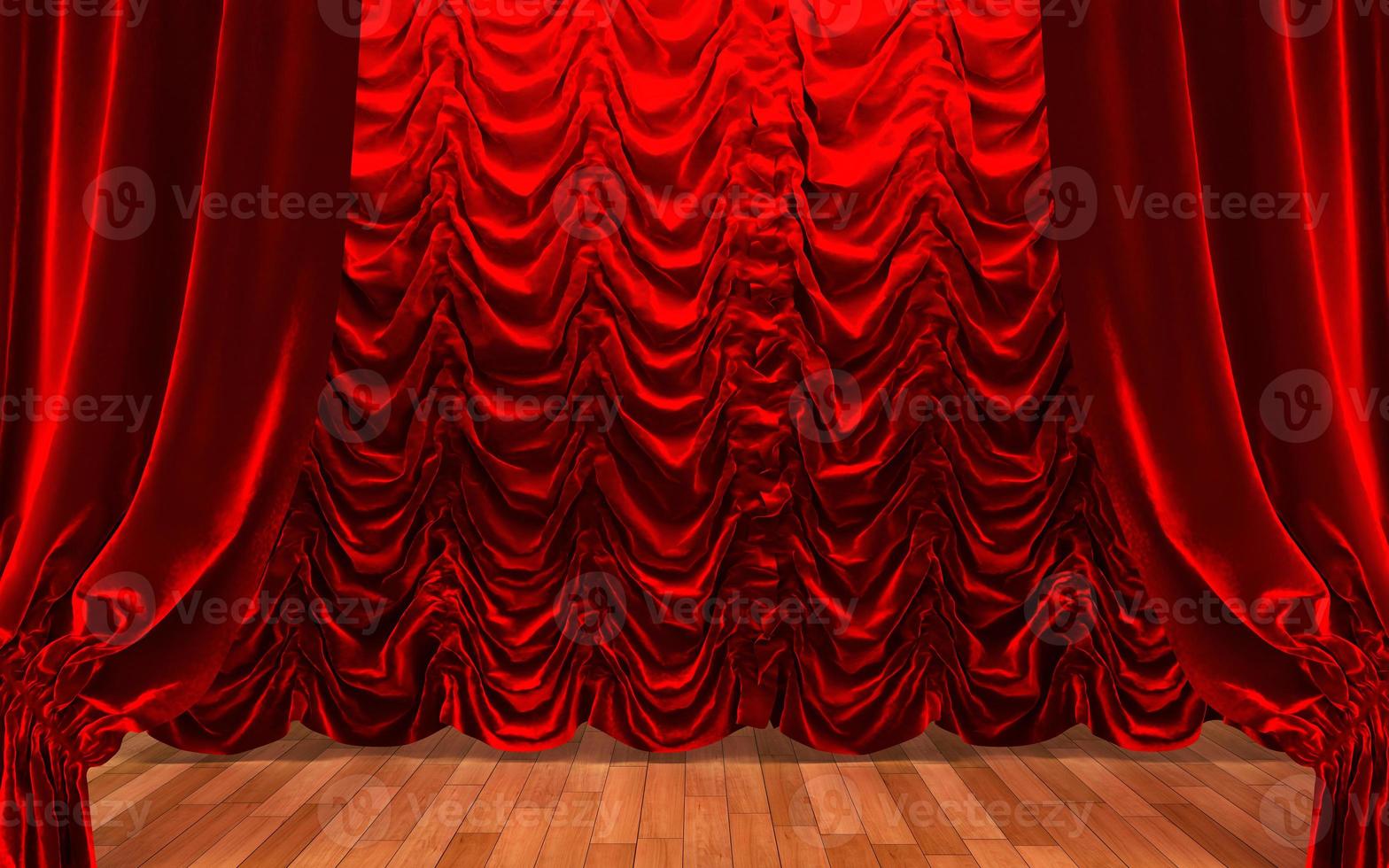 rideau de velours rouge ouvrant la scène photo