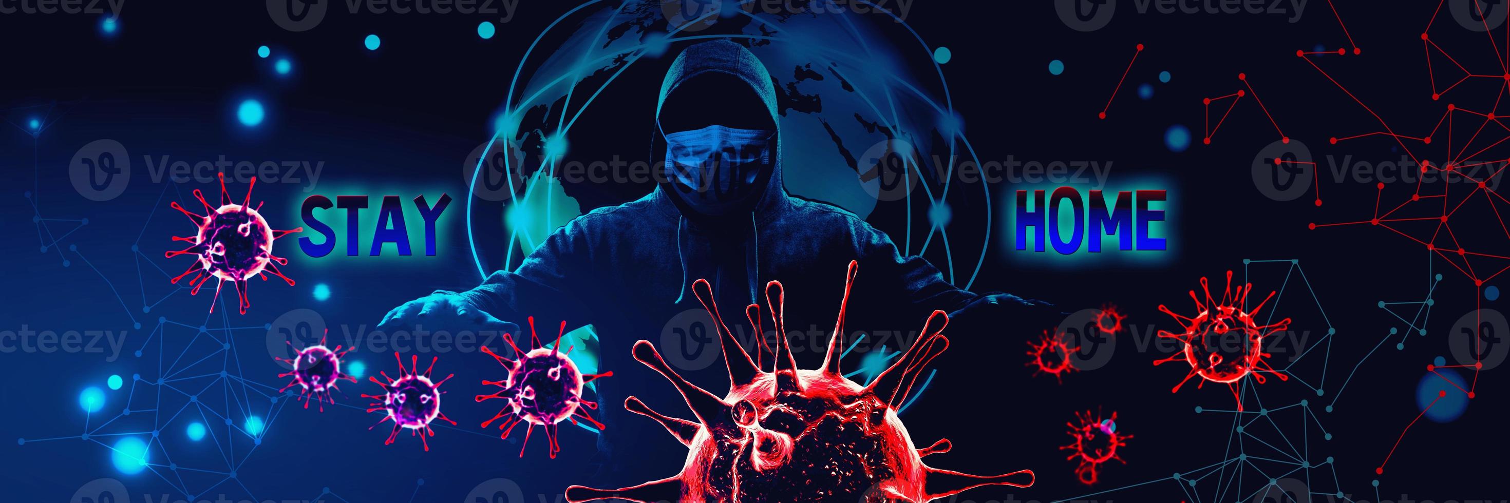 arrière-plan du virus corona, concept de risque pandémique. illustration 3d photo