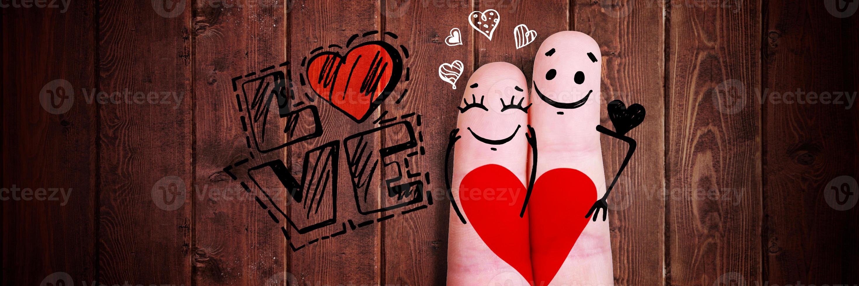 heureux couple de doigts amoureux célébrant la saint-valentin. Illustration 3D. photo