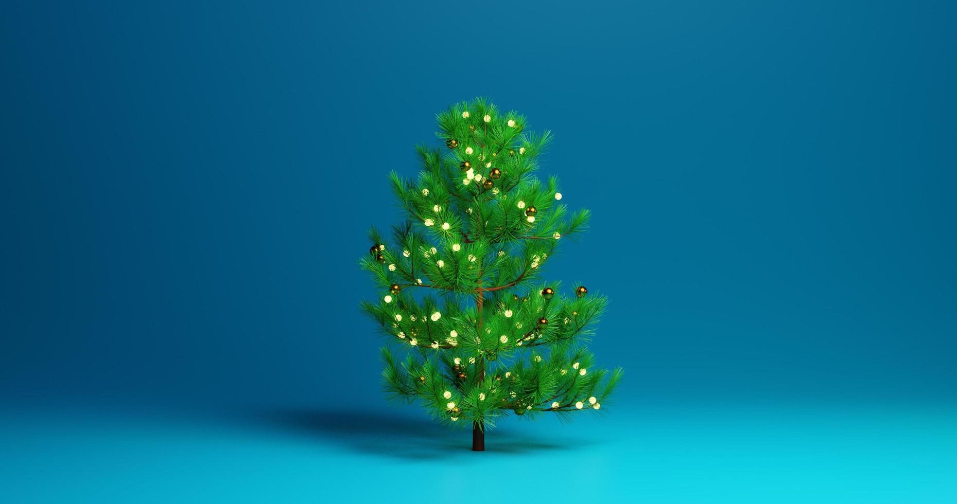 sapin de noël fond bleu. rendu 3d photo