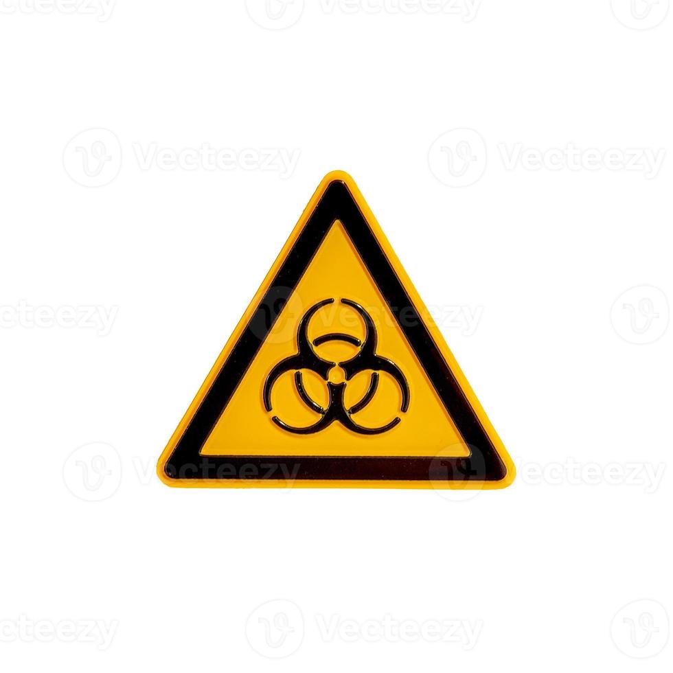 panneau de porte de danger biologique, contamination dangereuse virale, bactérienne ou fongique, détails, gros plan, isolé sur fond blanc. photo