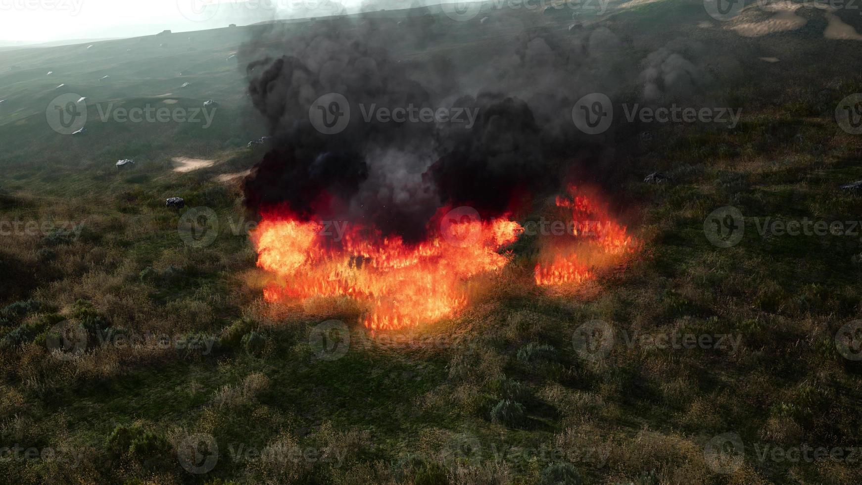 feu rouge dans l'herbe sèche photo