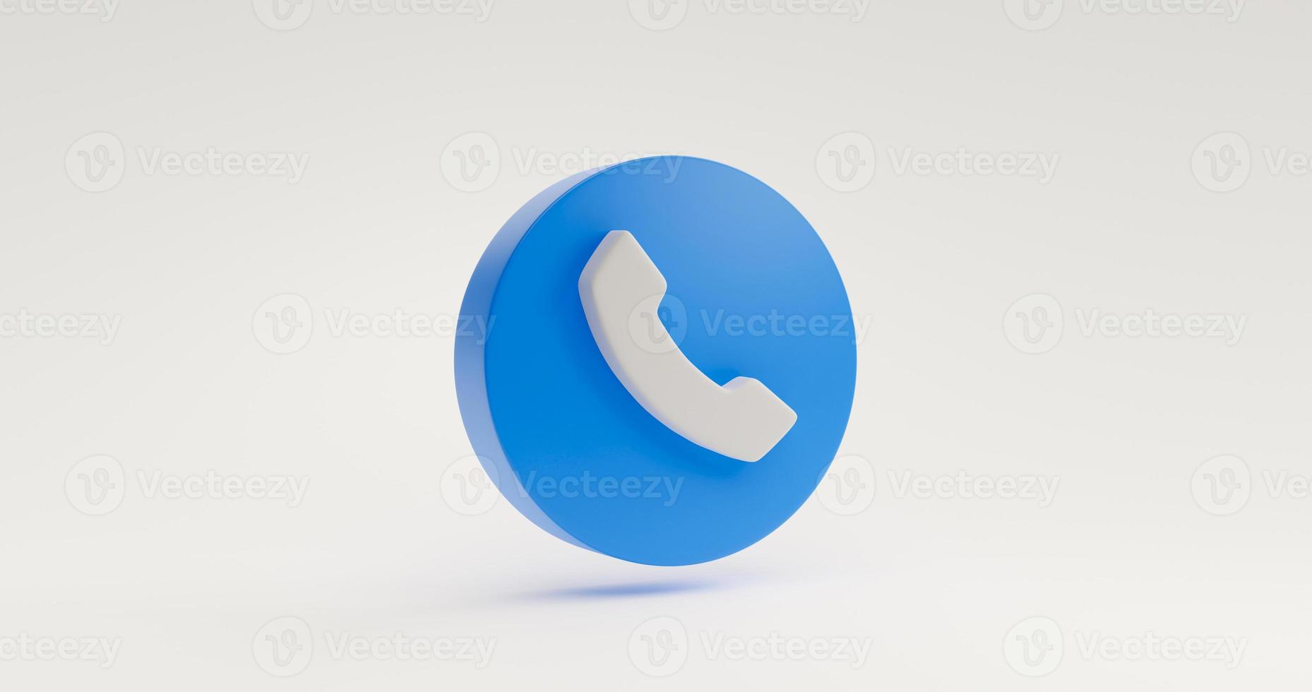 bleu téléphone contact communication information parler icône symbole signe site web élément concept. illustration sur fond blanc rendu 3d photo