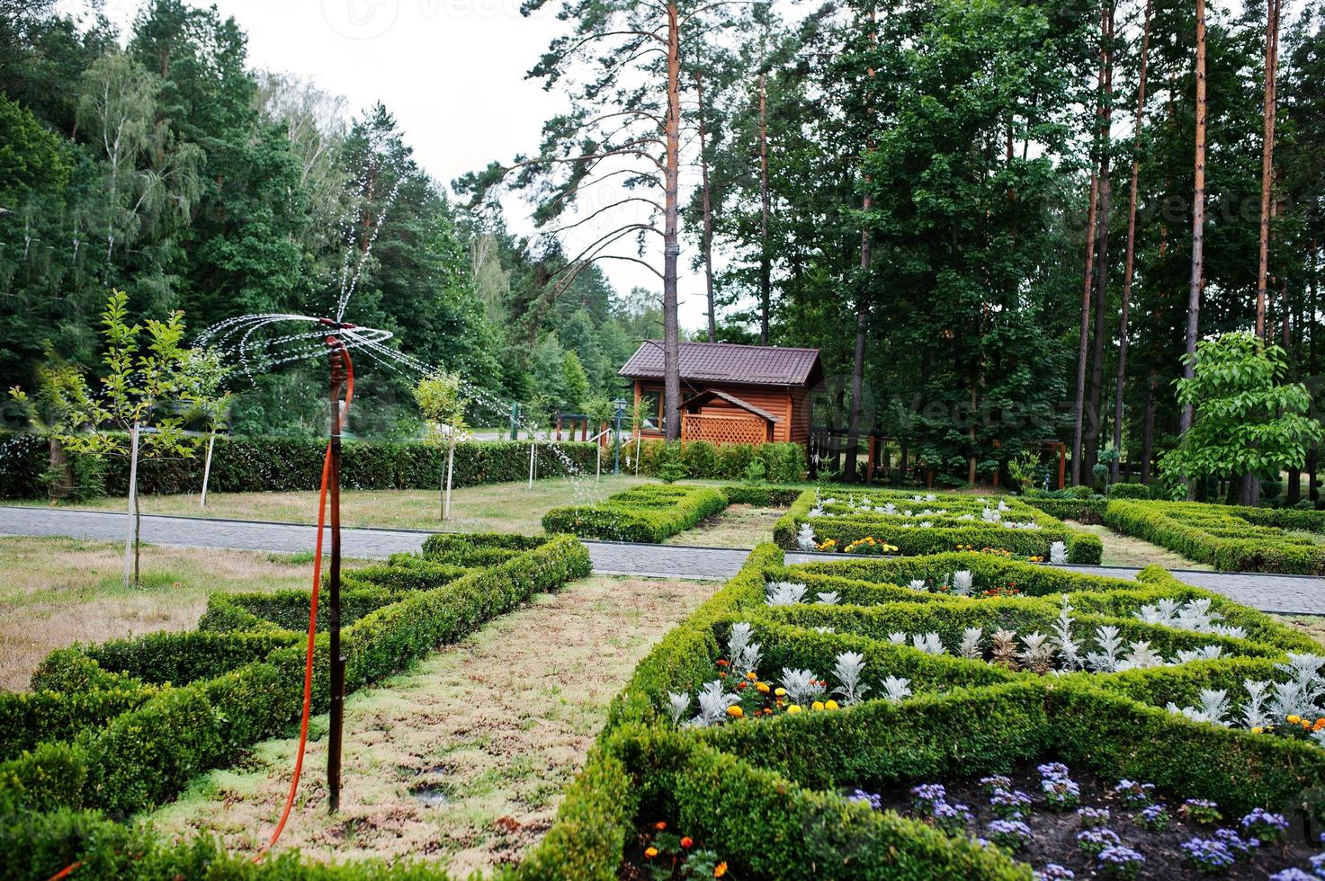 équipement d'arrosage de pelouse dans le jardin du parc photo