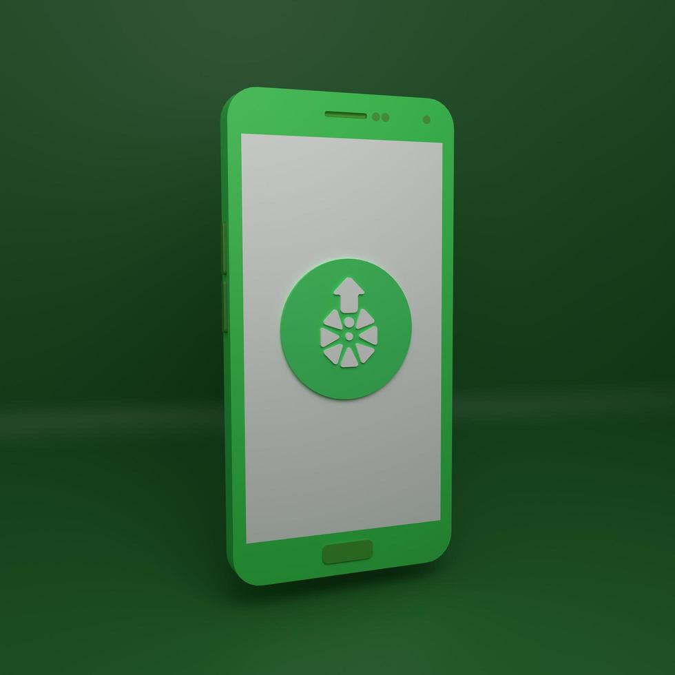 le processus de mise à jour est en cours sur le smartphone 3d vert. photo