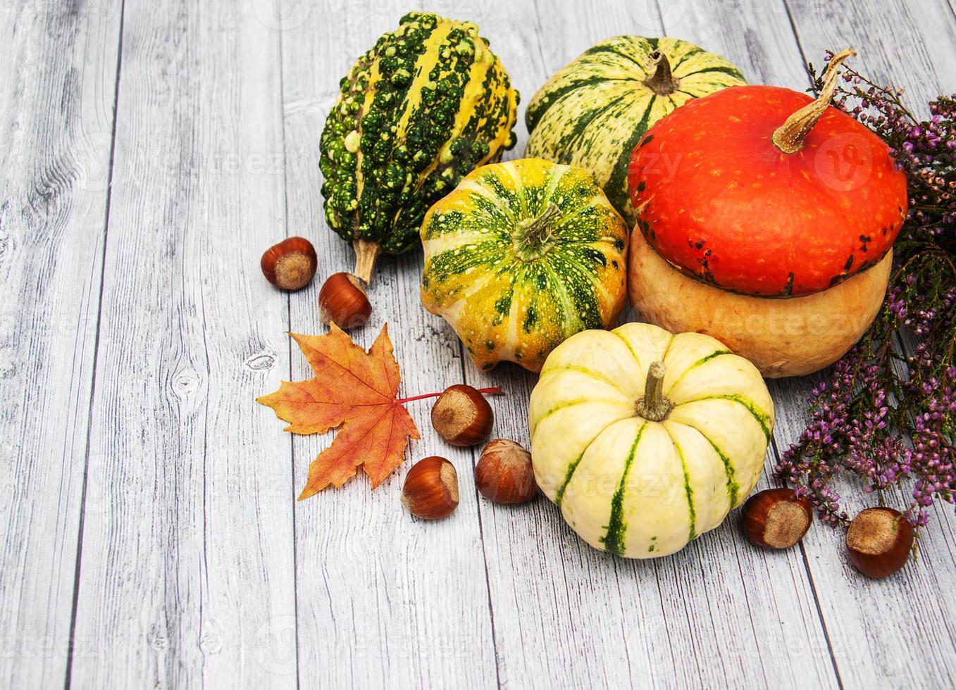 citrouilles avec des feuilles d'automne photo