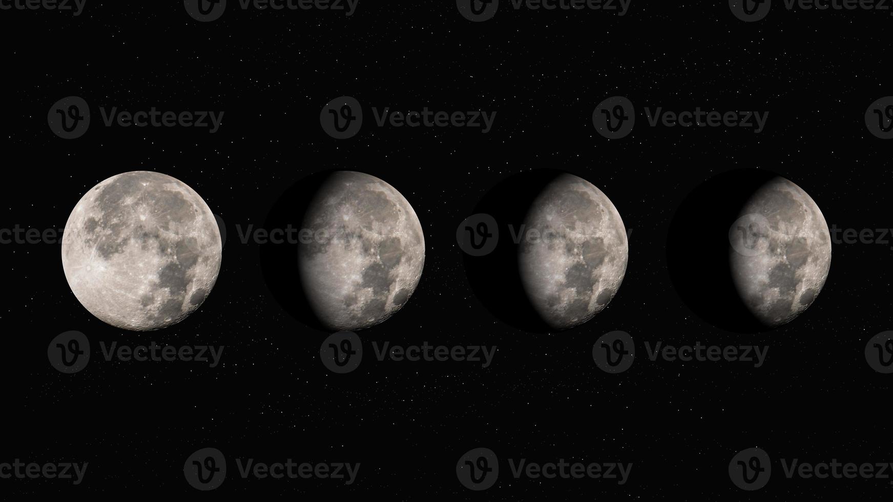 les phases de la lune avec des étoiles en arrière-plan, les étapes de la lune, l'espace et l'astrologie photo