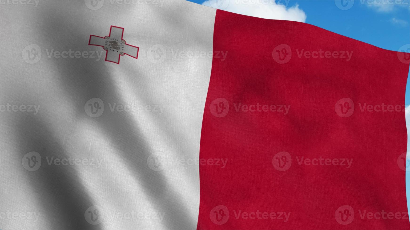 drapeau malte agitant dans le vent, fond de ciel bleu. rendu 3d photo